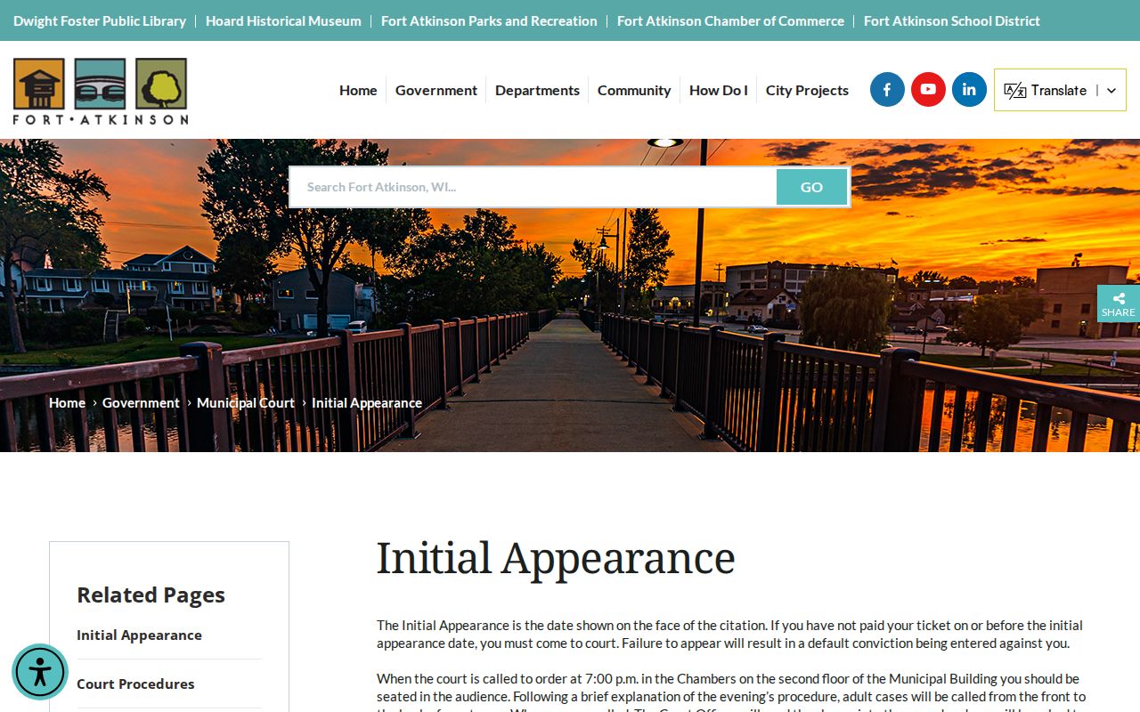 Fort Atkinson court docket initial appearance instructions