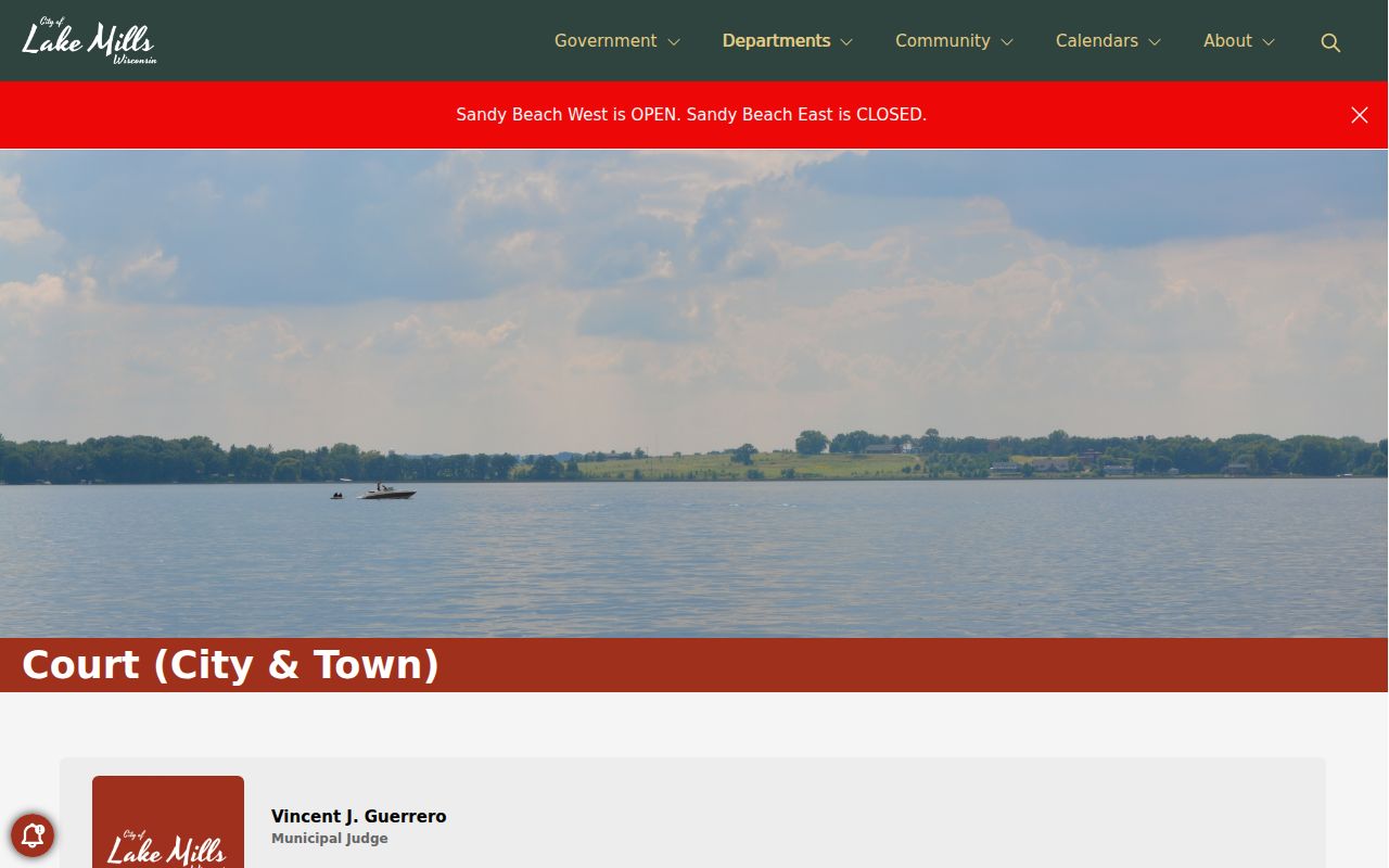 Official Lake Mills City and Town joint municipal court information