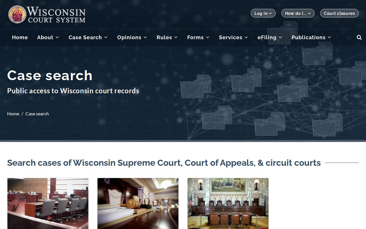 Jefferson County court record routes on Wisconsin case search